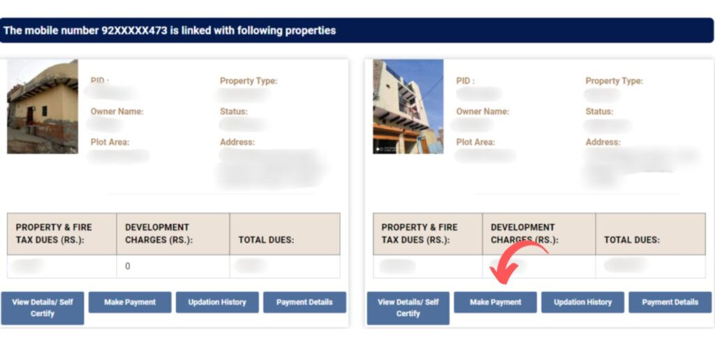 Properties linked with your registered mobile number 